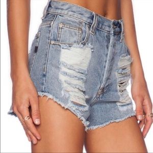 MINKPINK Distressed Denim Shorts